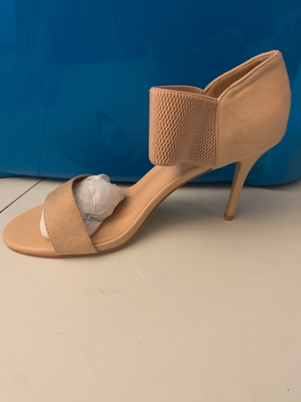 Amazon Women's Nude High Heel Sandal with Wide Ankle Cuff